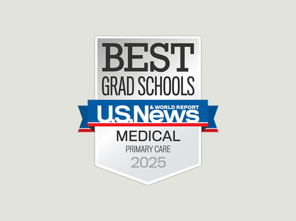 A silver badge displays "Best Grad Schools, U.S. News & World Report, Medical Primary Care, 2025.